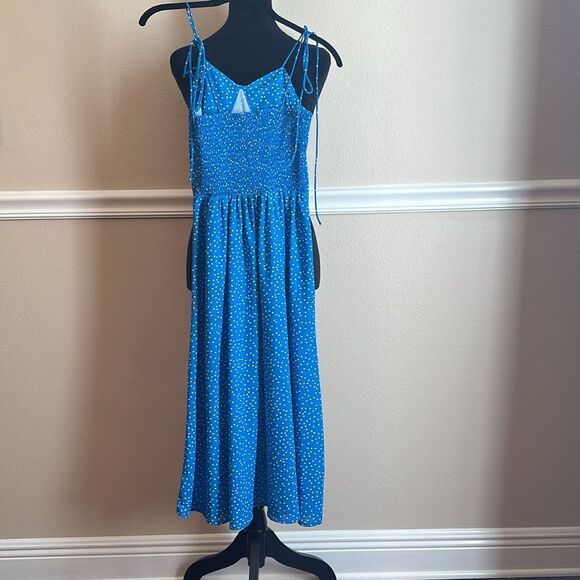 Blue Polka Dot Spaghetti Strap Dress XS - Picture 4 of 6